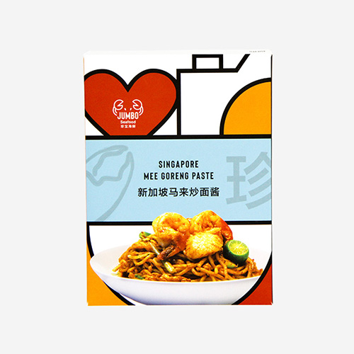 Singapore Mee Goreng Paste – Savoury and spicy stir-fry paste by JUMBO Seafood, infused with aromatic spices, tomatoes, and chillies, perfect for creating authentic Singapore-style Mee Goreng at home.